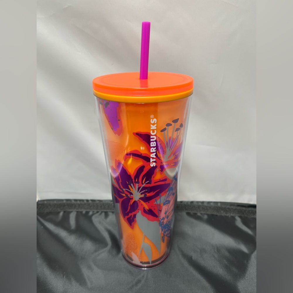 Starbucks Spring 2022 Mother’s Day Orange Floral Butterfly 24 Oz Tumbler NWT